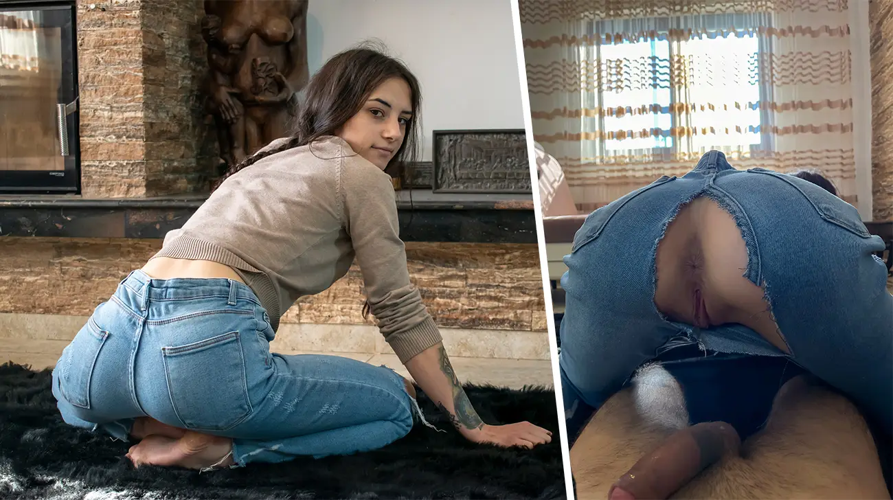 Zoe Foxxy – Small tits teen rips off her stockings to get fucked