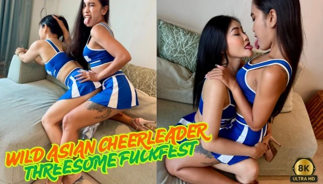 Wild Asian Cheerleader Threesome Fuckfest