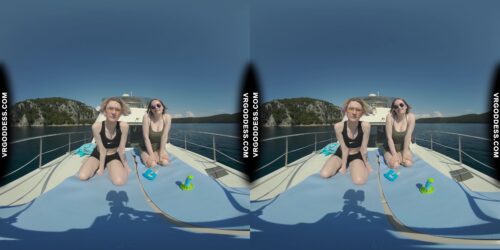 Ingrida And Diana Nude Sunbathing On A Yacht Vacation Playing With Bubbles