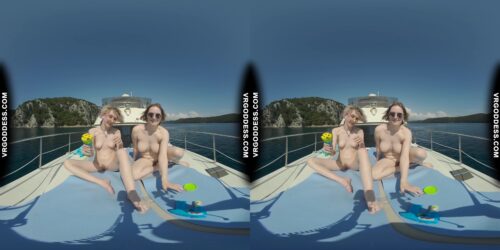 Ingrida And Diana Nude Sunbathing On A Yacht Vacation Playing With Bubbles